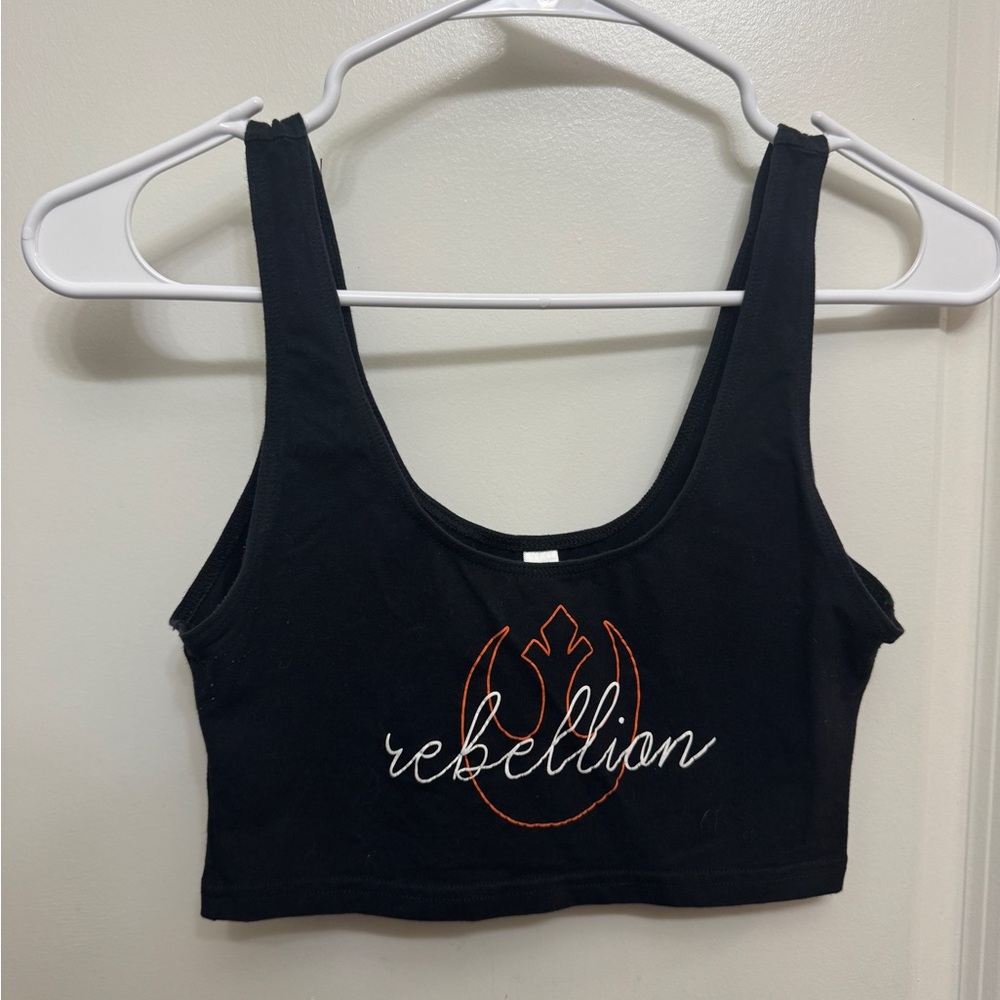 Disney Star Wars Rebellion Black and Orange Crop Top Sports Bra